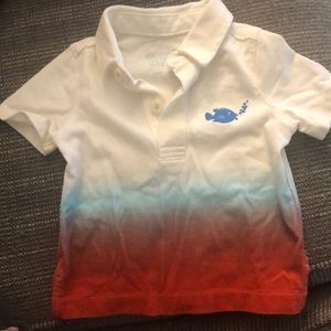 Red white blue shirt with collar